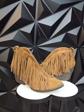 Coconuts by Matisse Tan Fringe Suede Ankle Booties